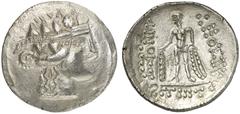 TETRADRACHMEN DES HELLENISMUS DIE SAMMLUNG DIETER GRUNOW, BERLIN KELTEN DACIA AR-Tetradrachme im thasischen Stil, 1. Jahrhundert v. Chr.; 16,65 g. Dionysoskopf r.//Herakles steht l. mit Keule und Löwe