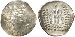 TETRADRACHMEN DES HELLENISMUS DIE SAMMLUNG DIETER GRUNOW, BERLIN KELTEN DACIA AR-Tetradrachme im thasischen Stil, 1. Jahrhundert v. Chr.; 16,31 g. Dionysoskopf r.//Herakles steht l. mit Keule und Löwe