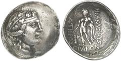 TETRADRACHMEN DES HELLENISMUS DIE SAMMLUNG DIETER GRUNOW, BERLIN GRIECHEN THRACIA UNBESTIMMTE MÜNZSTÄTTE AR-Tetradrachme des thasischen Typs, um 125/75 v. Chr.; 16,19 g. Dionysoskopf r.//Herakles steh