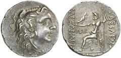 TETRADRACHMEN DES HELLENISMUS DIE SAMMLUNG DIETER GRUNOW, BERLIN GRIECHEN THRACIA ODESSOS AR-Tetradrachme, Zeit Mithradates VI., 80/72 v. Chr.; 16,30 g. Herakleskopf im Löwenfell r.//Zeus Aetophoros s