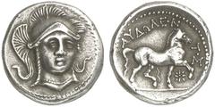 TETRADRACHMEN DES HELLENISMUS DIE SAMMLUNG DIETER GRUNOW, BERLIN GRIECHEN PAEONIA KÖNIGREICH Audoleon, 315-286 v. Chr. AR-Tetradrachme; 12,48 g. Athenakopf fast v. v. mit attischem Helm//Pferd r. SNG 