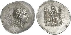 TETRADRACHMEN DES HELLENISMUS DIE SAMMLUNG DIETER GRUNOW, BERLIN GRIECHEN MYSIA PARION AR-Tetradrachme, 165/143 v. Chr.; 16,55 g. Apollokopf r. mit Lorbeerkranz//Apollo Aktios steht l. mit Zweig und B