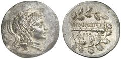 TETRADRACHMEN DES HELLENISMUS DIE SAMMLUNG DIETER GRUNOW, BERLIN GRIECHEN IONIA HERAKLEIA AR-Tetradrachme, 2. Jahrhundert v. Chr.; 16,51 g. Athenakopf r. mit attischem Helm//In Kranz: Keule, darunter 