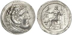 TETRADRACHMEN DES HELLENISMUS DIE SAMMLUNG DIETER GRUNOW, BERLIN GRIECHEN CARIA RHODOS AR-Tetradrachme (Alexandreier), 201/190 v. Chr.; 17,16 g. Herakleskopf im Löwenfell r.//Zeus Aetophoros sitzt l.,