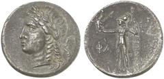 TETRADRACHMEN DES HELLENISMUS DIE SAMMLUNG DIETER GRUNOW, BERLIN GRIECHEN LYCIA PHASELIS AR-Tetradrachme, 167/130 v. Chr., Magistrat Erymneus; 16,11 g. Apollokopf l. mit Lorbeerkranz//Athena steht l. 