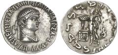 TETRADRACHMEN DES HELLENISMUS DIE SAMMLUNG DIETER GRUNOW, BERLIN GRIECHEN INDIA Apollodotos II., ca. 80-65 v. Chr. AR-indische Tetradrachme, Jammu; 9,74 g. Drapierte Büste r. mit Diadem//Athena Promac