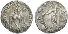 TETRADRACHMEN DES HELLENISMUS DIE SAMMLUNG DIETER GRUNOW, BERLIN GRIECHEN INDIA Vonones, 90-65 v. Chr. mit Spalahores. AR-indische Tetradrachme, um 75/65 v. Chr.; 9,50 g. König reitet r. mit Lanze//Ze