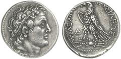 TETRADRACHMEN DES HELLENISMUS DIE SAMMLUNG DIETER GRUNOW, BERLIN GRIECHEN AEGYPTUS Ptolemaios IV., 221-205 v. Chr. AR-Tetradrachme, Alexandria (?); 13,79 g. Kopf Ptolemaios I. r. mit Diadem//Adler auf