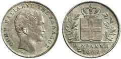 EUROPÄISCHE MÜNZEN UND MEDAILLEN GRIECHENLAND Otto I., 1832-1862. 1/2 Drachme 1842, Athen. Probe in Silber; 2,26 g. Mit geriffeltem Rand. Divo P36; Karamitsos ­. Von großer Seltenheit. Vorzüglich