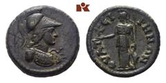 LYDIA THYATEIRA. Æs 2./3. Jahrhundert n. Chr.; 4.02 g. Gepanzerte Büste der Athena r. mit Helm und Speer//Athena steht l. mit Nike, Speer und Schild. SNG München 588. Sehr schön Erworben im September1
