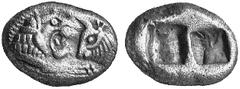 GRIECHISCHE MÜNZEN LYDIA Kroisos, 561-546 v. Chr. AR-1/2 Stater Sardeis; 5.12 g. Löwen- und Stierprotome einander gegenüber//Zwei Incusa. SNG v. Aulock 2877. Deutlich ausgeprägt, sehr schön Kroisos, d
