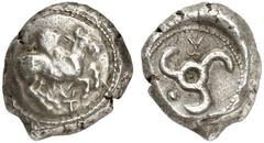 GRIECHISCHE MÜNZEN LYCIA Frühdynastische Prägungen. AR-Stater, 500/440 v. Chr.; 9,90 g. Pegasus r. auf Rundschild//Triskelis. SNG v. Aulock 4090. Sehr schön Exemplar der Auktion Giessener Münzhandlung