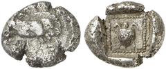 GRIECHISCHE MÜNZEN LYCIA Frühdynastische Prägungen. AR-1/3 Stater, 500/460 v. Chr.; 2,79 g. Eber r.//In Incusum: Seeschildkröte in Perllinie. Babelon, Traité -; SNG v. Aulock -; Vismara II, -. Von gro