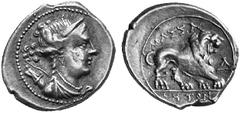 GRIECHISCHE MÜNZEN (GREEK COINS) GALLIA GALLIA MASSALIA. Õ-Drachme (leicht), 200/150 v. Chr.; 2.72 g. Drapierte Büste der Artemis r., über der Schulter Bogen und Köcher//Löwe r. SNG Cop. 758. Gutes se