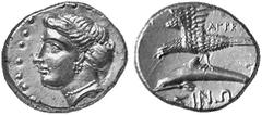 GRIECHISCHE MÜNZEN (GREEK COINS) PAPHLAGONIA PAPHLAGONIA SINOPE. Õ-Drachme, 330/300 v. Chr., Magistrat Agreos; 4,98 g. Nymphenkopf l.//Adler auf Delphin l. SNG BM 1481. Vorzüglich Schätzpreis: 400,00 