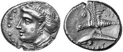 GRIECHISCHE MÜNZEN (GREEK COINS) PAPHLAGONIA PAPHLAGONIA SINOPE. Õ-Drachme, 330/300 v. Chr., Magistrat Agreos (?); 5,10 g. Nymphenkopf l.//Adler auf Delphin l. SNG BM vergl. 1481. Vorzüglich Schätzpre