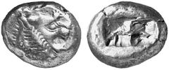GRIECHISCHE MÜNZEN (GREEK COINS) LYDIA LYDIA Alyattes, 610-561 v. Chr. El-1/3 Stater, Sardeis; 4.70 g. Löwenkopf r.//Incusum. SNG v. Aulock 2869; Waggoner, Rosen Coll 656; Weidauer 86. Gutes sehr schö