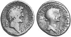 RÖMISCHE MÜNZEN (ROMAN COINS) IMPERATORISCHE PRÄGUNGEN IMPERATORISCHE PRÄGUNGEN Marcus Antonius, † 30 v. Chr. und Kleopatra. Õ-Denar, 34 v. Chr., Alexandria; 3.60 g. Kopf r., dahinter armenische Tiara