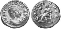 RÖMISCHE MÜNZEN (ROMAN COINS) MÜNZEN DER RÖMISCHEN KAISERZEIT MÜNZEN DER RÖMISCHEN KAISERZEIT Antoninus IV. Elagabal, 218-222 für Julia Paula. Õ-Denar, Rom; 2.94 g. Drapierte Büste r.//Concordia sitzt