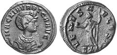 RÖMISCHE MÜNZEN (ROMAN COINS) MÜNZEN DER RÖMISCHEN KAISERZEIT MÜNZEN DER RÖMISCHEN KAISERZEIT Carinus, 283-285 für Magnia Urbica. Æ-Antoninian, Ticinum; 4.06 g. Drapierte Büste r. mit Diadem auf Monds