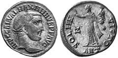 RÖMISCHE MÜNZEN (ROMAN COINS) MÜNZEN DER RÖMISCHEN KAISERZEIT MÜNZEN DER RÖMISCHEN KAISERZEIT Maximinus II. Daia, 305-313. Æ-Follis, 312, Antiochia, 7. Offizin; 3.93 g. Kopf r. mit Lorbeerkranz//Sol s
