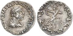GRIECHISCHE MÜNZEN INDIA Artemidoros, um 85 v. Chr. AR-indische Tetradrachme, Pushkalavati; 9,63 g. Drapierte Büste r. mit Diadem//Artemis steht bogenschießend l. BN Bact. 2 A; Mitchiner, Indogreek 39