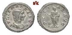 RÖMISCHE MÜNZEN MÜNZEN DER RÖMISCHEN KAISERZEIT Antoninus IV. Elagabal, 218-222 für Julia Maesa. AR-Denar, Rom; 3,01 g. Drapierte Büste r.//Pietas steht l. mit ausgestreckter Rechten und Weihrauchgefä