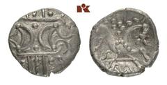 KELTISCHE MÜNZEN BRITANNIA ICENI. "Saenu". AR-"Unit", 30/43; 1,26 g. Halbmondmuster//Stilisiertes Pferd r. Rudd, Ancient British Coins 1699; van Arsdell 770-1. Attraktives, vorzügliches Exemplar Exemp