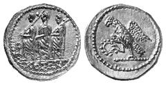 GRIECHISCHE MÜNZEN (GREEK COINS) SCYTHIA SCYTHIA Koson, ca. 50/25 v. Chr. AV-Stater, 50/25 v. Chr., Olbia; 8.42 g. Magistrat schreitet l. zwischen zwei Liktoren, davor Monogramm//Adler l. mit Kranz un