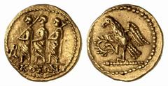 GRIECHISCHE MÜNZEN (GREEK COINS) SCYTHIA SCYTHIA Koson, ca. 50/25 v. Chr. AV-Stater, 50/25 v. Chr., Olbia; 8.39 g. Magistrat schreitet l. zwischen zwei Liktoren, davor Monogramm//Adler l. mit Kranz un