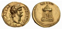 RÖMISCHE MÜNZEN (ROMAN COINS) MÜNZEN DER RÖMISCHEN KAISERZEIT MÜNZEN DER RÖMISCHEN KAISERZEIT Nero, 54-68. AV-Aureus, 64/68, Rom; 7.24 g. Kopf r. mit Lorbeerkranz//Sechssäuliger Rundtempel der Vesta, 
