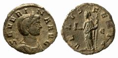 RÖMISCHE MÜNZEN (ROMAN COINS) MÜNZEN DER RÖMISCHEN KAISERZEIT MÜNZEN DER RÖMISCHEN KAISERZEIT Aurelianus, 270-275 für Severina. Æ-Denar, Rom; 1.33 g. Drapierte Büste r.//Venus steht l. mit Cupido und 