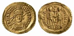 RÖMISCHE MÜNZEN (ROMAN COINS) MÜNZEN DER RÖMISCHEN KAISERZEIT MÜNZEN DER RÖMISCHEN KAISERZEIT Anthemius, 467-472. AV-Solidus, um 468, Rom; 4.42 g. Gepanzerte Büste v. v. mit Helm, Speer und Schild//Zw