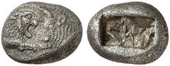 GRIECHISCHE MÜNZEN LYDIA. Kroisos, 561-546 v. Chr. AR-1/3 Stater, Sardeis; 3,42 g. Löwen- und Stierprotome einander gegenüber//Zweigeteiltes Incusum. Waggoner, Rosen Coll. 666. Sehr schön Erworben im 