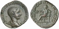 RÖMISCHE MÜNZEN (ROMAN COINS) MÜNZEN DER RÖMISCHEN KAISERZEIT Traianus Decius, 249-251 für Hostilianus. Æ-Sesterz, 251, Rom; 16.10 g. Drapierte Büste r.//Apollo sitzt l. mit Zweig und Lyra. Coh. 31; R
