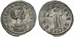 RÖMISCHE MÜNZEN (ROMAN COINS) MÜNZEN DER RÖMISCHEN KAISERZEIT Carinus, 283-285 für Magnia Urbica. Æ-Antoninian, Ticinum; 3.74 g. Drapierte Büste r. mit Diadem auf Mondsichel//Venus steht l. mit Apfel 