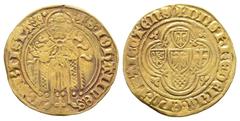 EUROPÄISCHE MÜNZEN UND MEDAILLEN NIEDERLANDE UTRECHT Bistum. Friedrich von Blankenheim, 1394-1423. Goldgulden (Florin d'or) o. J. 3,3 g. Delm. 929; Fb. 180. GOLD. Winz. Schrötlingsfehler am Rand, sehr