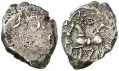 KELTISCHE IMITATIONEN DER MAGNA GRAECIA MITTELKELTISCHE IMITATIONEN AUS GALLIEN. UNBEKANNTER MITTELKELTISCHER STAMM. AR-Quinar, Imitation Lingones-Quinar (Typ KALETEDOU), 1. und 2. Drittel 1. Jahrhund