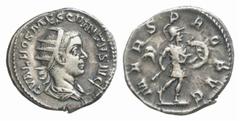 RÖMISCHE MÜNZEN (ROMAN COINS) MÜNZEN DER RÖMISCHEN KAISERZEIT Traianus Decius, 249-251 für Hostilianus. AR-Antoninian, 251, Rom; 3.53 g. Drapierte Büste r. mit Strahlenbinde//Mars geht r. mit Speer un