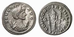 RÖMISCHE MÜNZEN (ROMAN COINS) MÜNZEN DER RÖMISCHEN KAISERZEIT Aurelianus, 270-275 für Severina. B-Antoninian, 275, Rom, 7. Emission; 4.12 g. Drapierte Büste r. mit Diadem auf Mondsichel//Concordia ste