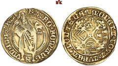EUROPÄISCHE MÜNZEN UND MEDAILLEN NIEDERLANDE. S'HEERENBERG. Oswald II., 1511-1546. Florin d'or au St. Jean o. J. 3,19 g. KARO' * ROmAnO - R - Vm * ImPERAT St. Johannes steht v. v. mit Heiligenschein u