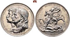 GRIECHENLAND. Zeit der Befreiungskriege, 1821-1830. Versilberte Bronzemedaille 1822, von K. Lange, auf den Sieg über die Türken bei Nemea. Köpfe von Theodor Kolokotronis, *1770 Ramavouni, †1843 Athen,