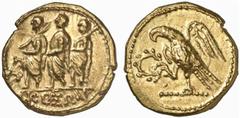 GRIECHISCHE MÜNZEN (GREEK COINS) SCYTHIA Koson, ca. 50/25 v. Chr. AV-Stater, 50/25 v. Chr., Olbia; 8.51 g. Magistrat schreitet l. zwischen zwei Liktoren, davor Monogramm//Adler l. mit Kranz und Zepter
