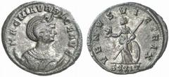 RÖMISCHE MÜNZEN (ROMAN COINS) MÜNZEN DER RÖMISCHEN KAISERZEIT Carinus, 283-285 für Magnia Urbica. Æ-Antoninian, Ticinum; 3.13 g. Drapierte Büste r. mit Diadem auf Mondsichel//Venus steht l. mit Helm, 