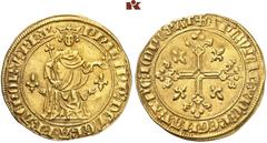 SAMMLUNG FRANKREICH /MONNAIES FRANÇAISES KAPETINGER (CAPETIENS). Philippe IV, le Bel, 1285-1314. Florin d'or "à la Reine" o. J. (1305). 4,68 g. PhILIPP´ [drei Ringel übereinander] DEI [drei Ringel übe