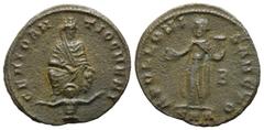 RÖMISCHE MÜNZEN MÜNZEN DER RÖMISCHEN KAISERZEIT Maximinus II. Daia, 305-313. Æs, 312, Antiochia, 2. Offizin; 1,26 g. Antiochia sitzt v. v. auf Felsen, unten schwimmender Flußgott Orontes//Apollo steht