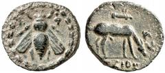 GRIECHISCHE MÜNZEN (GREEK COINS) IONIA IONIA EPHESOS. Æs, nach 190 v. Chr.; 2.61 g. Magistrat Ikesios; 2,61 g. In Lorbeerkranz: Biene//Hirsch weidet r. Kinns, The Attic Weight Drachms of Ephesus: A Pr