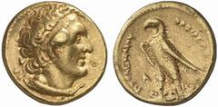 GRIECHISCHE MÜNZEN (GREEK COINS) AEGYPTUS AEGYPTUS Ptolemaios I., 323-305-283 v. Chr. AV-Pentadrachme, 306/281 v. Chr., Alexandria; 17.63 g. Kopf r. mit Diadem//Adler l. auf Blitz. SNG Cop. -; Svorono