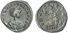 RÖMISCHE MÜNZEN (ROMAN COINS) MÜNZEN DER RÖMISCHEN KAISERZEIT MÜNZEN DER RÖMISCHEN KAISERZEIT Carinus, 283-285 für Magnia Urbica. Æ-Antoninian, Ticinum; 3.11 g. Drapierte Büste r. mit Diadem auf Monds