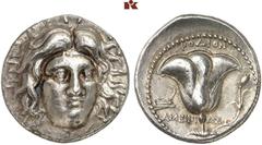DIE SAMMLUNG DR. W.R., TEIL 4 ASIA MINOR UND CYPRUS (SLG. DR. W. R.: ROMA UNIVERSA, GRIECHEN III). CARIA. RHODOS. AR-Tetradrachme, 230/205 v. Chr., Magistrat Ameinias; 13,45 g. Helioskopf fast v. v.//